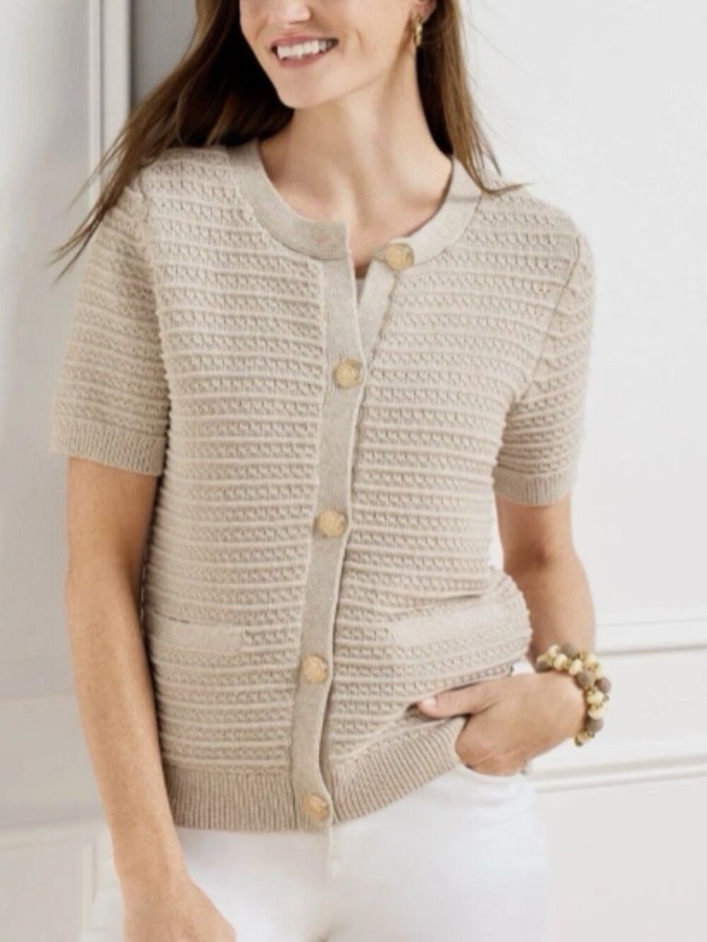 Talbots Marl Cotton Button Front Cardigan NWT Sz S